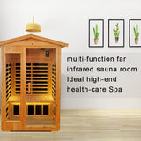V ddhoger Room Two-Person Far-Infrared Old Fir Outdoor Sauna, Temperature Adjustment 25-65℃, Touch Operation Screen, Seat Load-Bearing 300KG, Suitable for Heights 1.5-1.9M， Natural V ddhoger