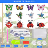 Diamond Art Kits, 12 Pcs Butterfly Hummingbird Ladybug Stakes Diamond Painting Kits for Adults Kids, 5D DIY Butterflies Ornaments Diamond Art Supplies Crafts for Indoor Outdoor Garden Yard Party Decor SOEWIOU