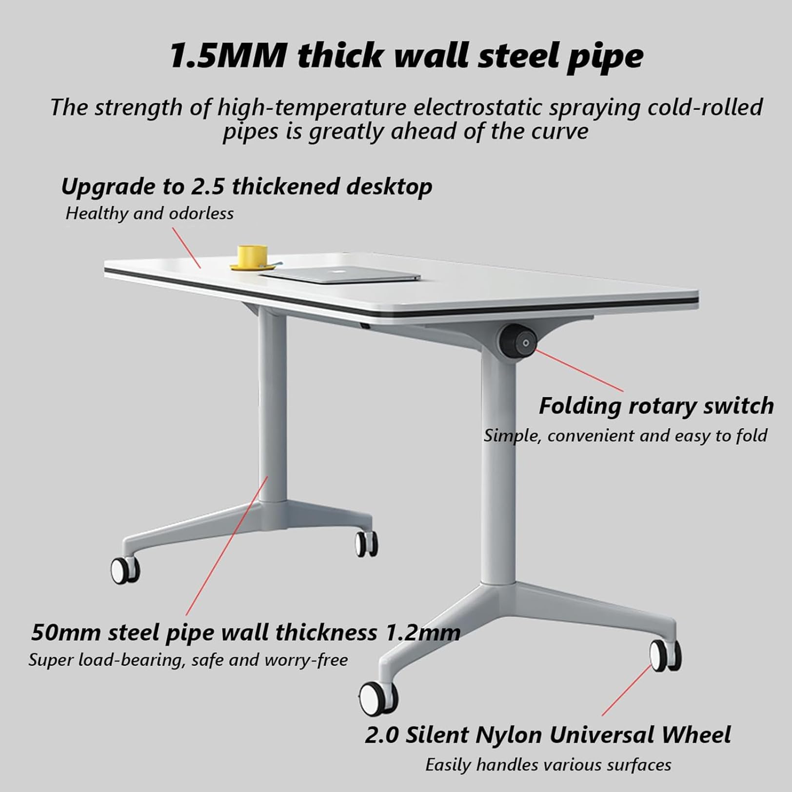 Conference Table Folding Conference Table, Conference Rooms Training Rooms Flip Top Mobile Training Table, Mobile Training Seminar Table with Caster Wheels, Suitable Suitable for Offices, Cla - WoodArtSupply