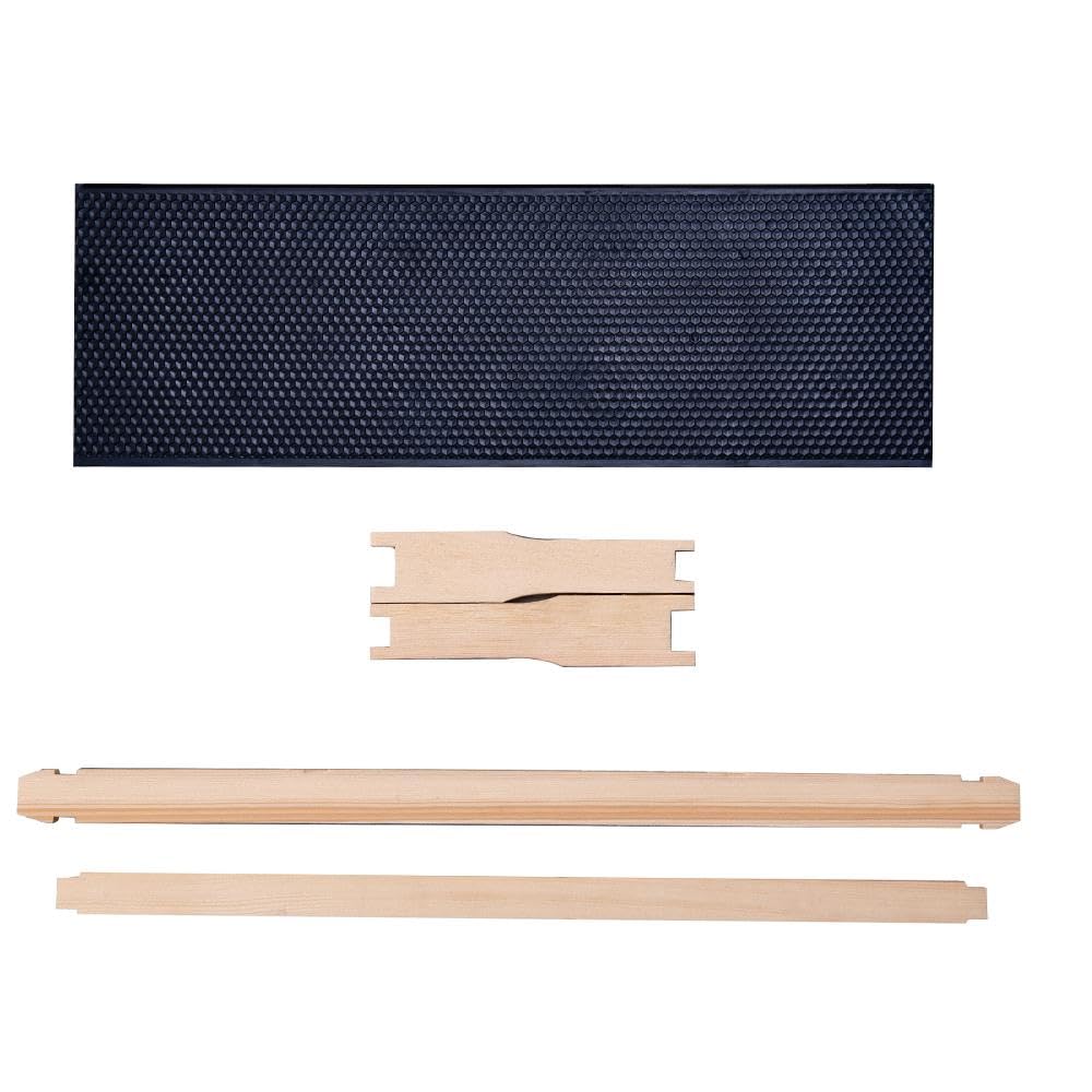 Honey Lake Medium Beehive Frames and Foudations Kit,10 Pack Super Wooden Frames and Natural Beeswax Dipped Plastic Foundations for Beekeeping (Black) Honey Lake