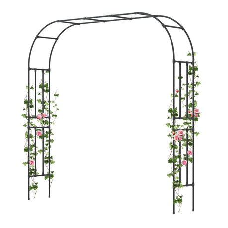 BUKLIYN Garden Arch Trellis - Length: 98.5in, Height: 94.5in Iron Garden Arch Arbor Trellis for Climbing Plants Outdoor - Garden Arch for Lawn, Party, Ceremony Wedding Decoration (Black) BUKLIYN