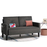 CHYMSUN 56" W Loveseat Sofa, Mid Century Modern Sofa Couch w/ 2 USB & Side Pocket, Small Love Seat Sofas for Living Room, Tufted Couches for Small Spaces, Bedroom, Office, Apartment (1, Dark Grey) CHYMSUN