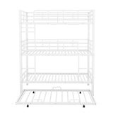 Harper & Bright Designs Metal Triple Bunk Bed with Trundle, Quad Bunk Beds Twin Over Twin, 3 Bunk Beds with 2 Ladders & Guardrails, Convertible Heavy Duty Steel Frame for Bedroom, Dorm, White Harper & Bright Designs