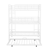 Metal Triple Bunk Bed Twin Over Twin Over Twin, Triple Bunk Bed with Trundle, 3-Tier Bunk Bed with 2 Ladders and Guardrails, Triple Bunk Beds for Kids(White Twin) Bellemave