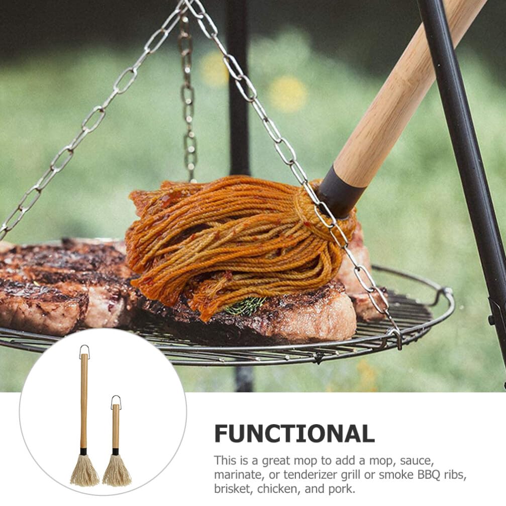 2pcs BBQ Feeding Mop Set Grill Accessories Kit Grilling Tools Roasting Mops BBQ Accessories for Grill Cooking Brush Grill Basting Mop Grill Accessories for Outdoor Grill BBQ Tools GANAZONO