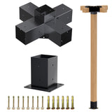 Grehitk Pergola Kit, Pergola Brackets 5-Way Right Angle Corner Bracket Woodworks DIY Post Base Kit, Wooden Beams for Gazebos, Patio Pergolas, Log Cabin Outdoor Pergola Hardware for 4x4 Lumber Grehitk