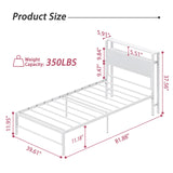 Weehom Twin Bed Frames for Kids, Twin Size Bed with 2 Tiers Wood Shelves Headboard No Box Spring Needed Easy Assembly Heavy Duty Metal Plaform, White Weehom