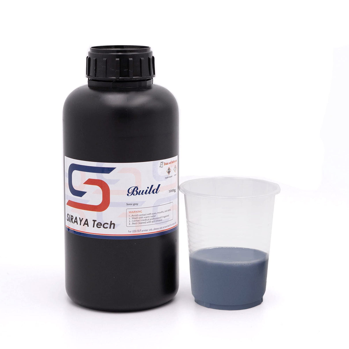 Siraya Tech Build 3D Printer Resin - High Precision Engineering Resin, Non-Brittle, Tappable, Low Warp & Shrink, for Detailed Models & Functional Parts and 8K LCD 3D Printers (Sonic Grey, 1kg) Siraya Tech