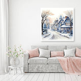 MOMDEDP 5D Winter Diamond Painting Kits for Adults Beginners,Christmas Winter House Diamond Art Kit,DIY Full Round Drill Countryside Diamond Dot Gem Art Kits for Adults,Home Wall Decor 12x12Inch MOMDEDP