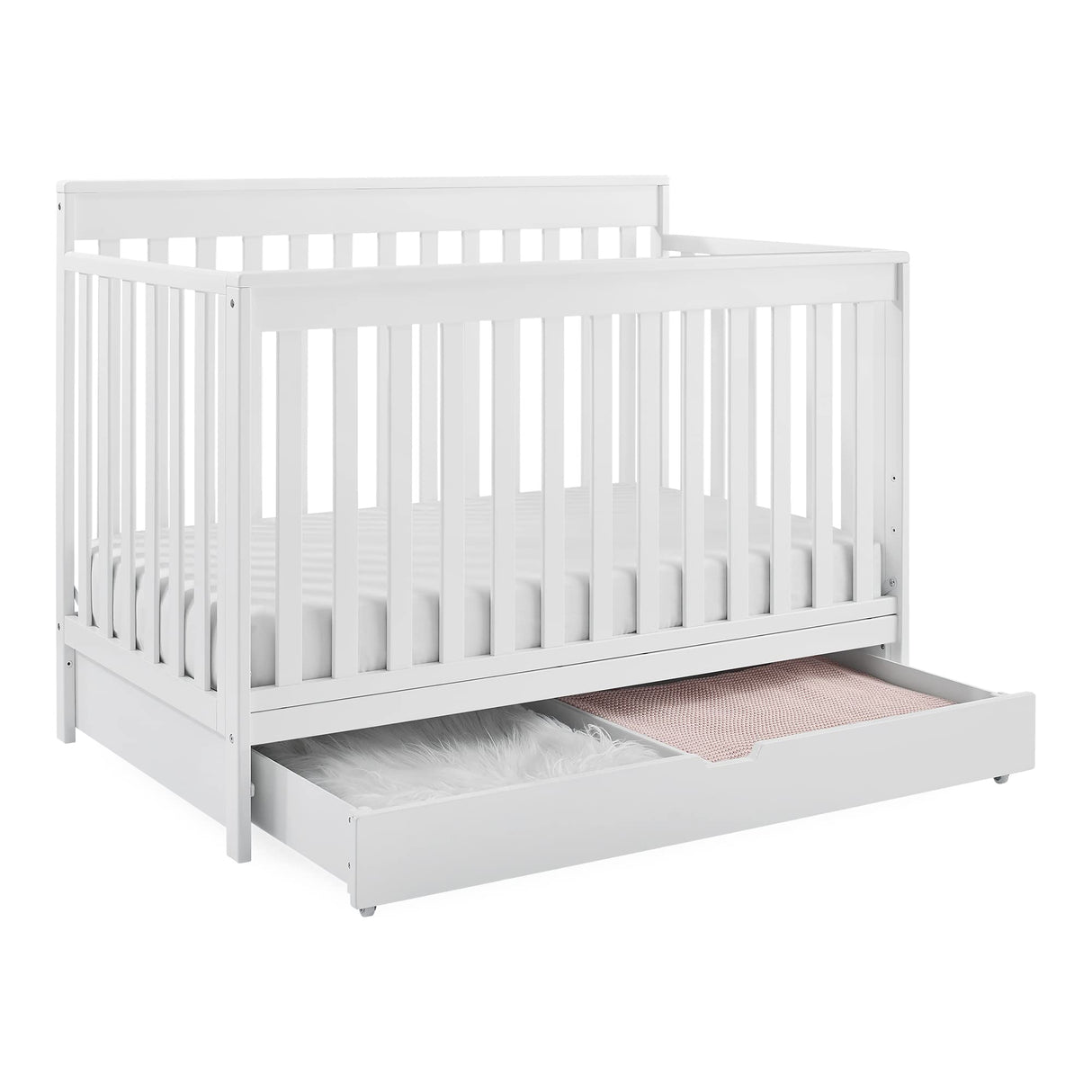 Delta Children Mercer 6-in-1 Convertible Crib with Storage Trundle, Greenguard Gold Certified, Bianca White Delta Children