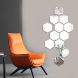 Mirror Wall Stickers, 12PCS Hexagon Mirror Art DIY Home Decorative Hexagonal Acrylic Wall Sheet Plastic Tiles Home Living Room Bedroom Sofa TV Background Wall Decal Decoration (Silver) MCLEULLA