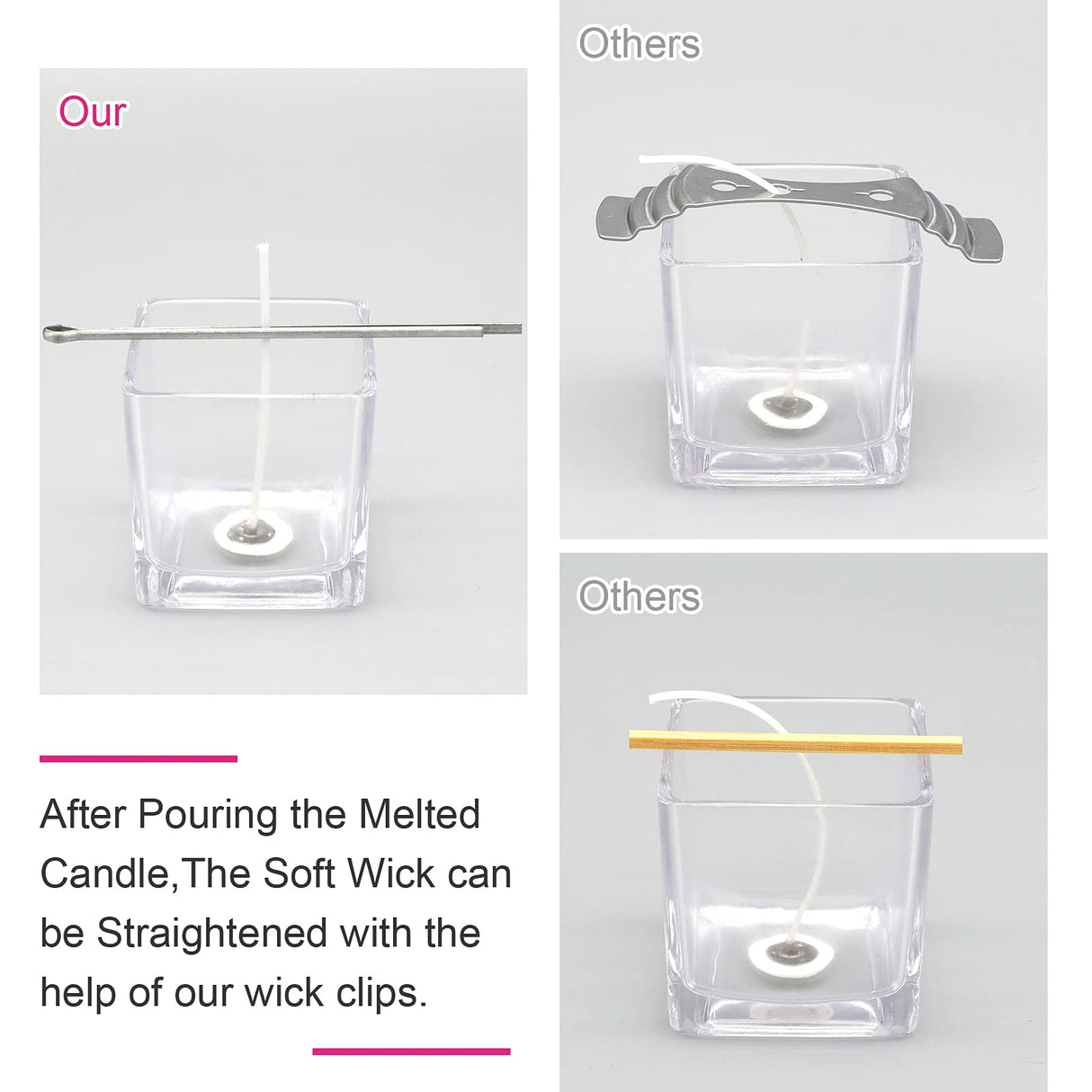 Candel Wick Holders, 4.7 Inch Wick Holders for Candle Making, 25 Pcs Metal Wick Centering Tool RAPUDA