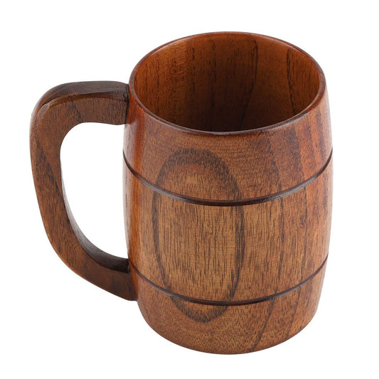 Pomya Wooden Beer Mug, Wooden Beer Cup Retro Big Capacity Tea Water Classic Wood Drinking Mug with Handle Wood Tankard Wedding Gift Beer Mug - WoodArtSupply