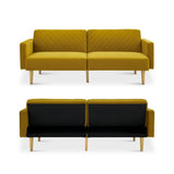 mopio 76.8" Futon Sofa Bed, Small Couch, Sleeper, Loveseat, Mid Century Modern Futon Couch, Sofa Cama, Couches for Living Room (Antique Gold Premium Velvet) mopio