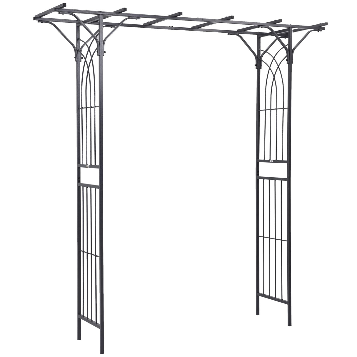 Outsunny 82'' Decorative Metal Garden Trellis Arch with Durable Steel Tubing & Elegant Scrollwork, Perfect for Weddings Outsunny