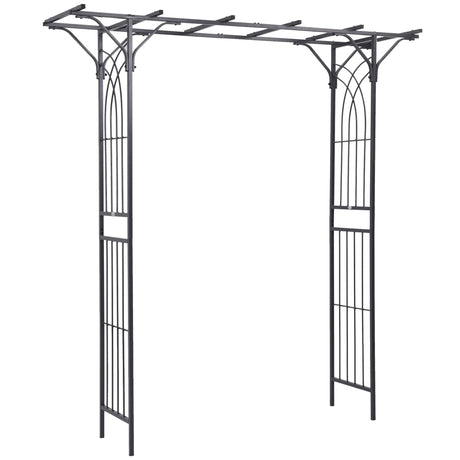 Outsunny 82'' Decorative Metal Garden Trellis Arch with Durable Steel Tubing & Elegant Scrollwork, Perfect for Weddings Outsunny
