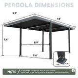 MELLCOM Louvered Pergola 10x18, Modern Aluminum Pergola with Adjustable Roof, Outdoor Shade Structure with Integrated Drainage System, Hardtop Gazebo Carport for Patio MELLCOM