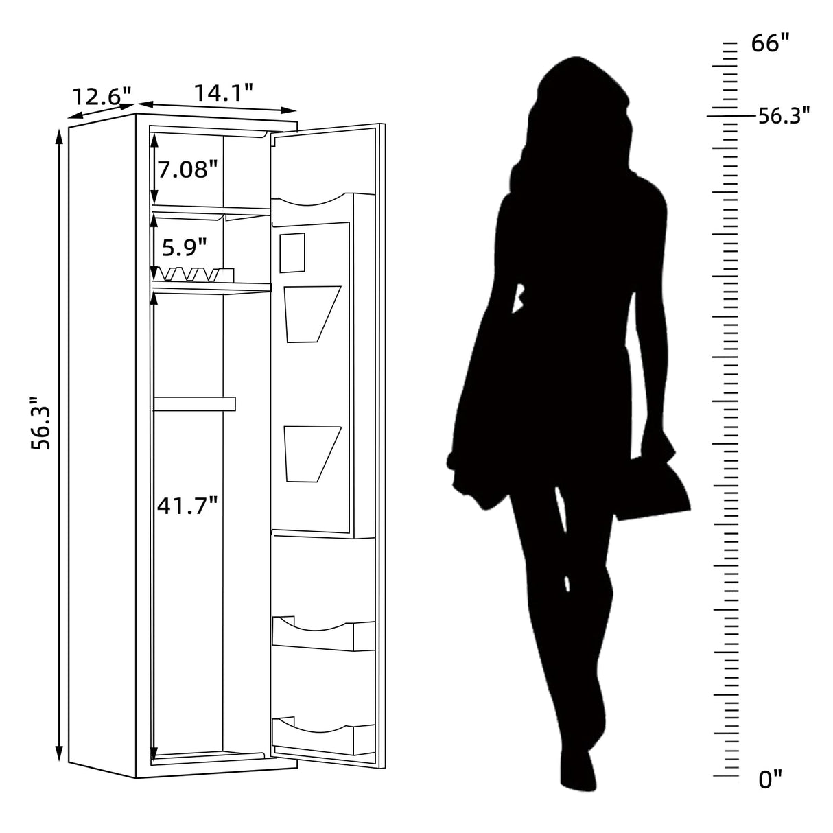 BUTISOW 6 Gun Safe, Gun Safe for Rifles and Pistols, Large Capacity Rifle Safe,Gun Cabinet for Home Rifles and Shotguns, Gun Safe with Handgun Pistol Pouch, Removable Shelf and 2 Gun Racks BUTISOW