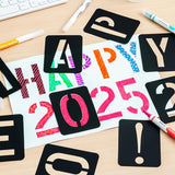 42 Pcs 3 Inch Alphabet Letter Stencils Symbol Numbers Stencils, Reusable Plastic Letter Template Set for Drawing on Wood, Wall, Glass, Porch, Fabric, Rock, Sign and Craft Decoration (Black) Boazimy