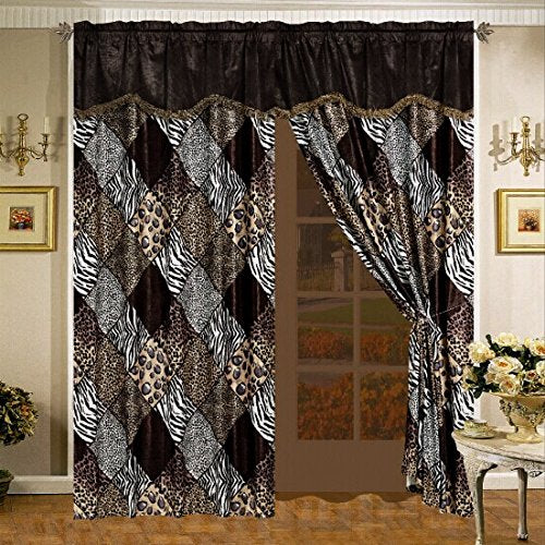 Grand Linen Brown/Black/White Comforter Set Animal Print Leopard, Cheetah, Tiger Microfur Bed in A Bag Queen Size Bedding Grand Linen