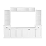 Merax Modern TV Stand Set w/Adjustable Bridge, Storage Media Console & Wall Units - Minimalist Entertainment Center for Living Room, White Merax