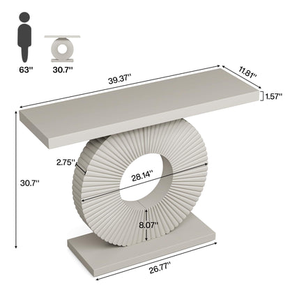 Tribesigns Modern Console Table with Geometric Base, 40" Wood Entryway Table Sofa Table Narrow Long, Contemporary Accent Table for Living Room, Entryway, Hallway - WoodArtSupply