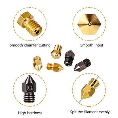 Comgrow 24PCS Ender 3 V2 Nozzles, 3D Printer Extruder Hardened Steel Nozzle 0.4mm, Brass Nozzle 0.3mm/0.4mm/0.5mm/0.6mm/0.8mm/1.0mm, DIY Tools Storage Box for Creality Ender 3 Series and CR 1 - WoodArtSupply