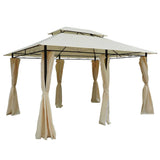 Outsunny 10' x 13' Patio Gazebo, Outdoor Gazebo Canopy Shelter with Curtains, Vented Roof, Steel Frame for Garden, Lawn, Backyard and Deck, Cream White Outsunny