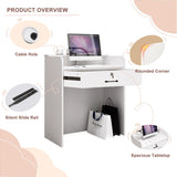 Reception Desk with Counter LED Light, Modern Front Desk with Lockable Drawer, White Retail Checkout Counter for Clothing Store Lobby Beauty Salon (White, 37.8x31.5x15.7in) CDDUOLA