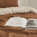 Gaytri Handicraft Linen Duvet Cover in Tobacco & Beige. King, Queen, Twin, Full, Double, Single Sizes. Tobacco Linen Duvet Cover. Brown Bedding Set with Zipper Closure & Ties (Twin XL 59x102) Generic
