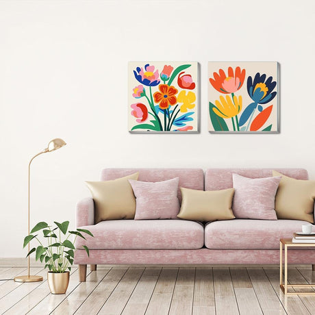 uuxsretaio 2 Pack Framed Paint by Number for Adults, Flower Paint by Numbers Kits on Canvas, Easy Adults Paint by Number Kits for Beginner DIY Acrylic Oil Painting for Home Wall Decor(8x8inch) uuxsretaio