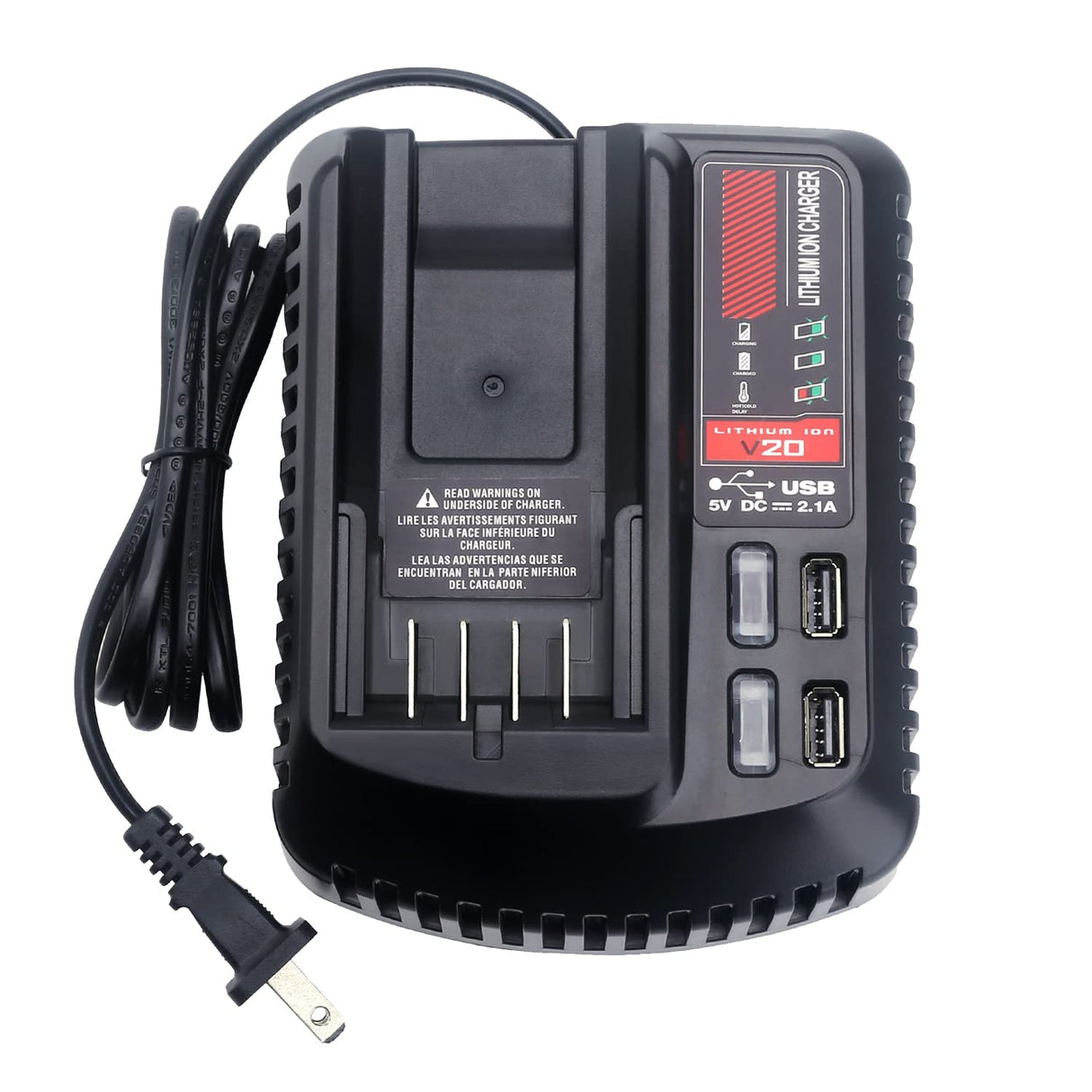 Qbmel 20V Battery Charger Replacement for Craftsman V20 Lithium Ion 20Volts Battery CMCB104 CMCB202 CMCB201 CMCB209 CMCB205 CMCB100 CMCB102 CMCB101 with USB Port(Only for 20V,not for 19.2V) Qbmel