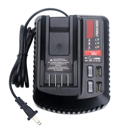Qbmel 20V Battery Charger Replacement for Craftsman V20 Lithium Ion 20Volts Battery CMCB104 CMCB202 CMCB201 CMCB209 CMCB205 CMCB100 CMCB102 CMCB101 with USB Port(Only for 20V,not for 19.2V) Qbmel
