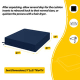 AAAAAcessories Outdoor Seat Cushions for Patio Furniture, Waterproof Replacement Patio Chair Cushions, Set of 2, 21 x 21 x 4 Inch, Navy Blue AAAAAcessories