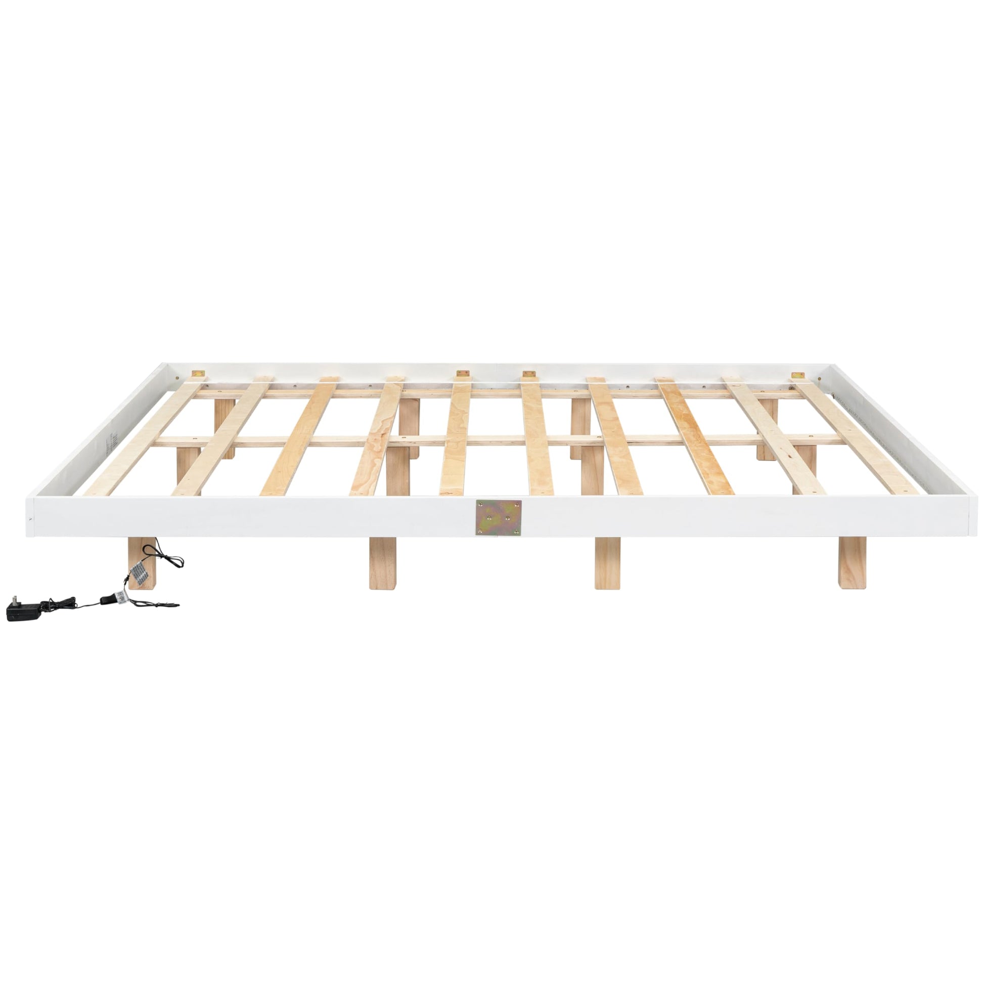 LostCat Floating Bed Frame King Size with LED Lights, Wood Floating Platform King Bed with Heavy Duty Wood Slats, Low Profile Platform Bed with LED Lights, No Box Spring Needed, Noise-Free, W - WoodArtSupply