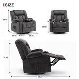 COMHOMA Recliner Chair,360° Swivel Rocker Glider Recliners with Cup Holders, Upholstered Fabric Rocking Chair for Adults,Manual Reclining Single Sofa for Living Room,Gray COMHOMA