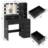 Quimoo Makeup Vanity Desk with Mirror & Lights, Vanity Desk with 5 Drawers & Storage Shelves, Vanity Table, 3 Color Modes & Adjustable Brightness Dressing Table, Bedroom Quimoo