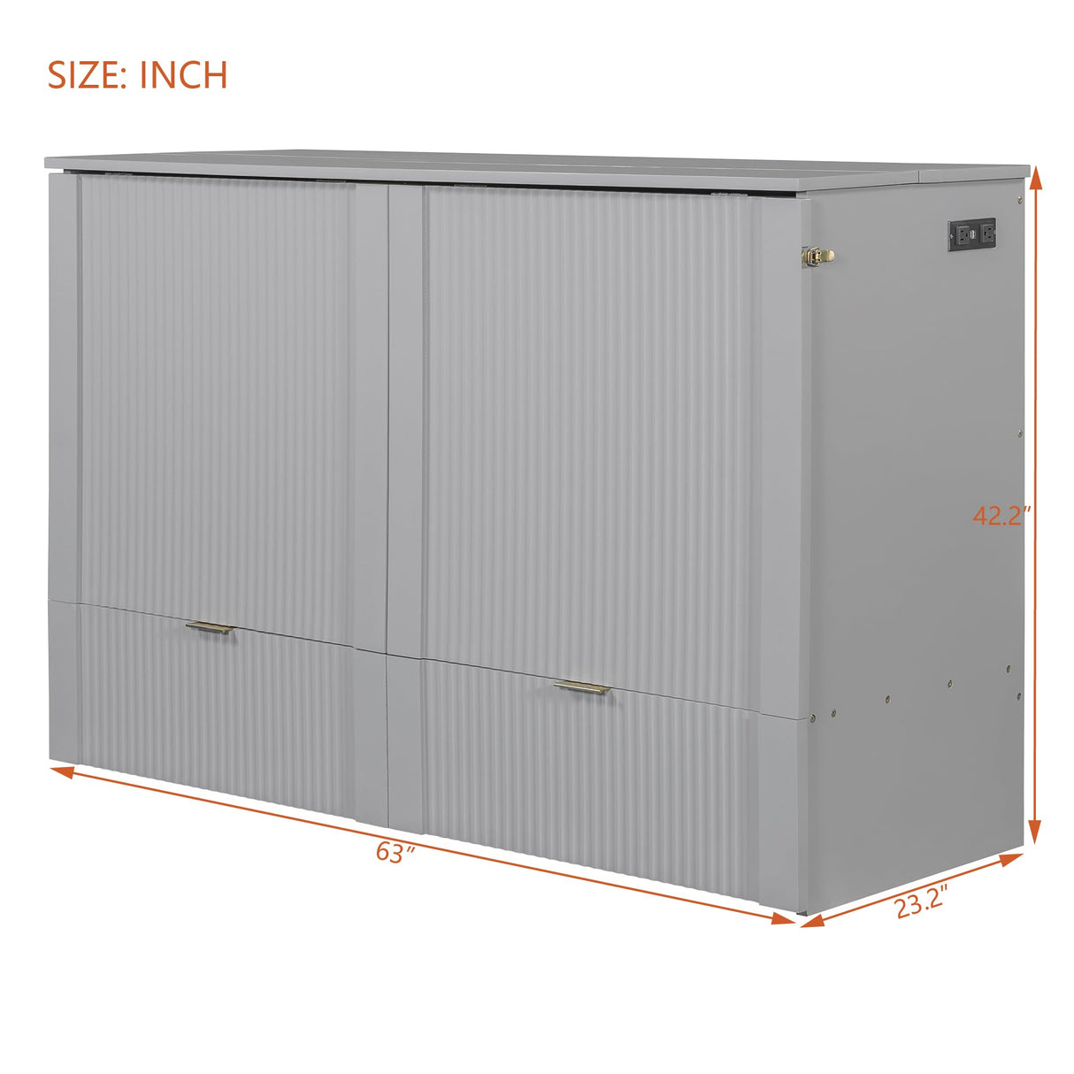 Harper & Bright Designs Queen Size Murphy Bed, Wood Queen Wall Bed with Drawer and a Set of Sockets & USB Ports, Pulley Structure Design, Gray Harper & Bright Designs