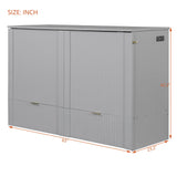 Harper & Bright Designs Queen Size Murphy Bed, Wood Queen Wall Bed with Drawer and a Set of Sockets & USB Ports, Pulley Structure Design, Gray Harper & Bright Designs