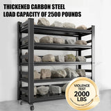 BEESTMUEBLE 55-90 Gallon Fish Tank Stand, Metal Aquarium Stand, Adjustable Heavy Duty Reptile Tank Stand, Sturdy 5-Tier Fish Tank, Modern Shelf for Living room (With Wheels-32 W*15.7" D*63" H) BEESTMUEBLE