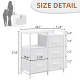 Somdot White Nightstand with Charging Station and LED Light, Wide 5 Drawers Dresser for Bedroom with Fabric Bins and Open Shelf for Bedroom Kids Closet Dorm Guest Room, White Leather Somdot