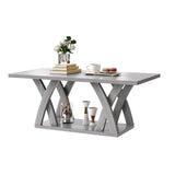FROMJBEST Farmhouse Coffee Table with Shelf, Wood Coffee Table for Living Room, Open Display Area,47” Grey FROMJBEST