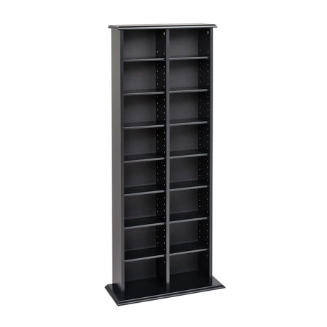 Prepac 2 Column Tall Cabinet Media Storage, 22" Wide, Black Prepac