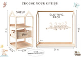 Personalized Small Clothes Rack for Hanging Clothes - Kids Dresser Dress Up Rack For Little Girls Clothing Rack for Kids Boys Toddler - Montessori Shelf Wardrobe Closet For Baby Clothes Kids Furniture 2B WOOD
