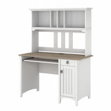 Bush Furniture Salinas Computer Desk with Hutch | Study Table with Drawers, Cabinets & Pullout Keyboard/Laptop Tray | Modern Home Office Desk in Pure White and Shiplap Gray | Work Desk with Storage Bush Business Furniture