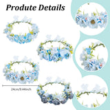 FREEBLOSS 4 Set Flower Crowns DIY Kit 67pcs Blue Flower Crown DIY Flower Crowns Headband Making Kit Handmade Floral Hair Accessories for Wedding Birthday Fairy Party Favors DIY Arts and Crafts FREEBLOSS