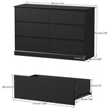 Seeday Dresser for Bedroom, Modern Wooden Dresser Closet Dressers,6 Drawer Dressers for Living Room, Entryway, or Hallway, Black Seeday