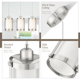 Osimir Brushed Nickel Pendant Lights Kitchen Island 3 Pack, Modern Kitchen Pendant Lighting Over Island with Milk Glass, Farmhouse Mini Hanging Light for Sink Dining Room, OS-3014-3PBN Osimir