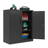 LISSIMO Metal Storage Cabinet,Locker Storage Cabinet with Doors and Adjustable Shelves,Steel Cabinet for Garage,Home,Office and School Assembly Required(Black) LISSIMO