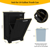 Ymise Tilt Out Trash Can Cabinet, 10 Gallons Trash Cabinet with Deodorising Function, Wooden Freestanding Garbage Can Cabinet for Home and Kitchen Hidden Laundry Hamper Cabinet, Black Ymise